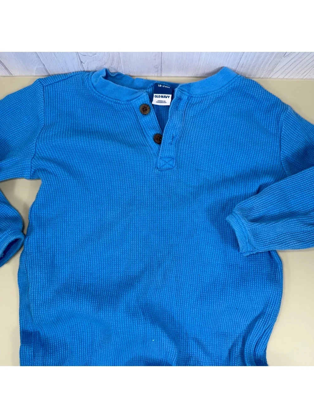 Old Navy Boys 18-24M Blue Waffle Knit One Piece